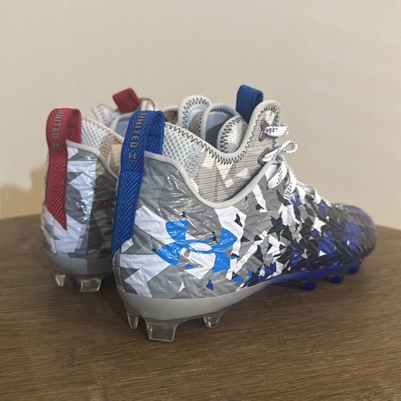 Under Armour  Mens Spotlight Clone MC LE  Red White Blue Football Cleats new - Picture 3 of 10
